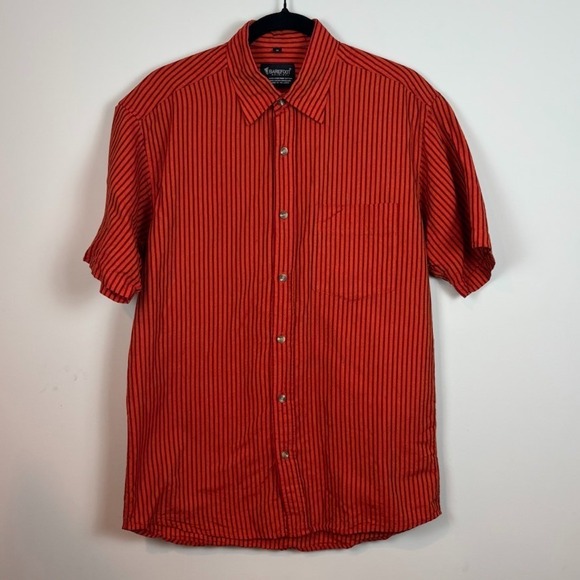 Other - Barefoot Original Handmade Pure Cotton Orange Striped Button up Top Mens Size 15
